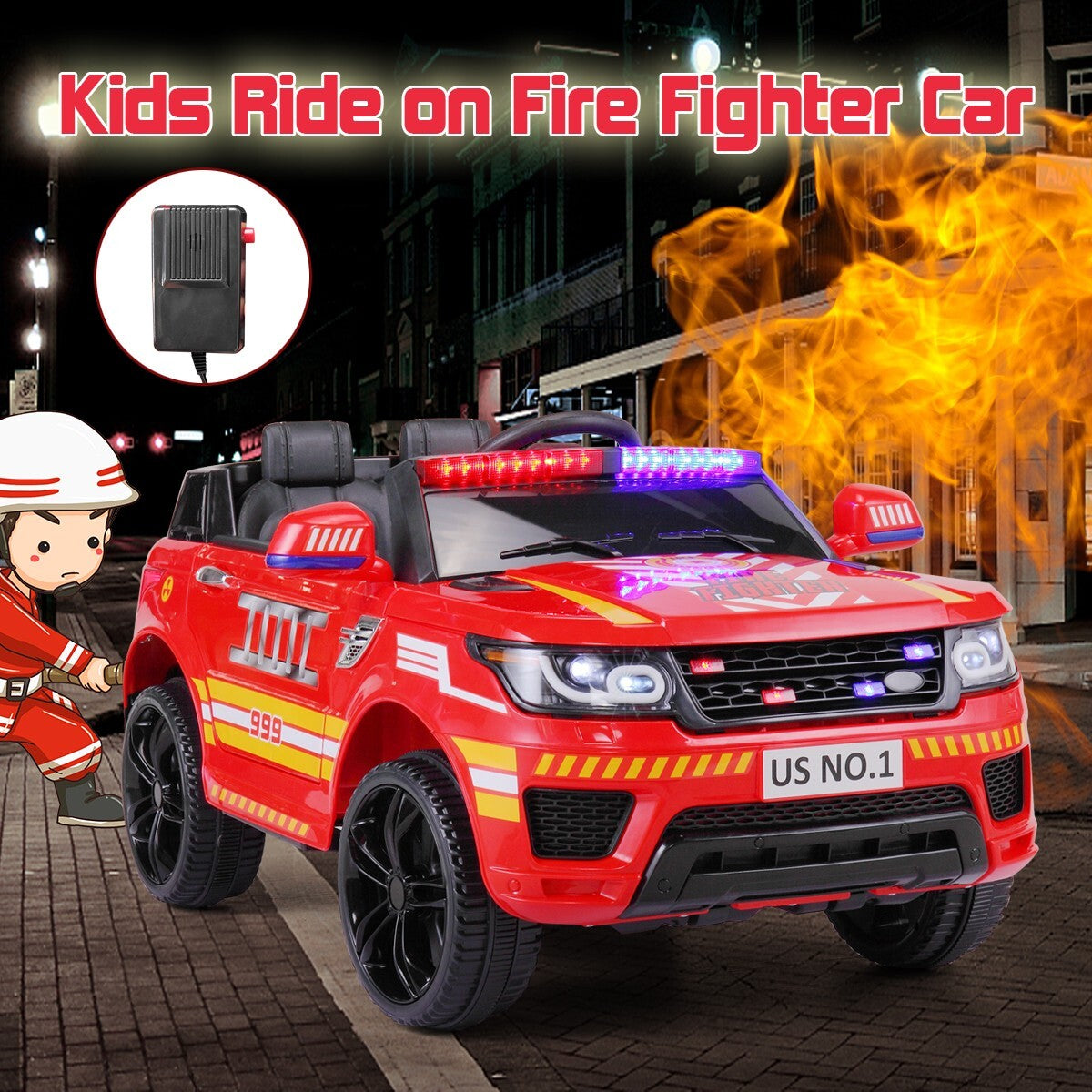 12V Kids Electric Police Ride-On Car with Remote Control and Siren