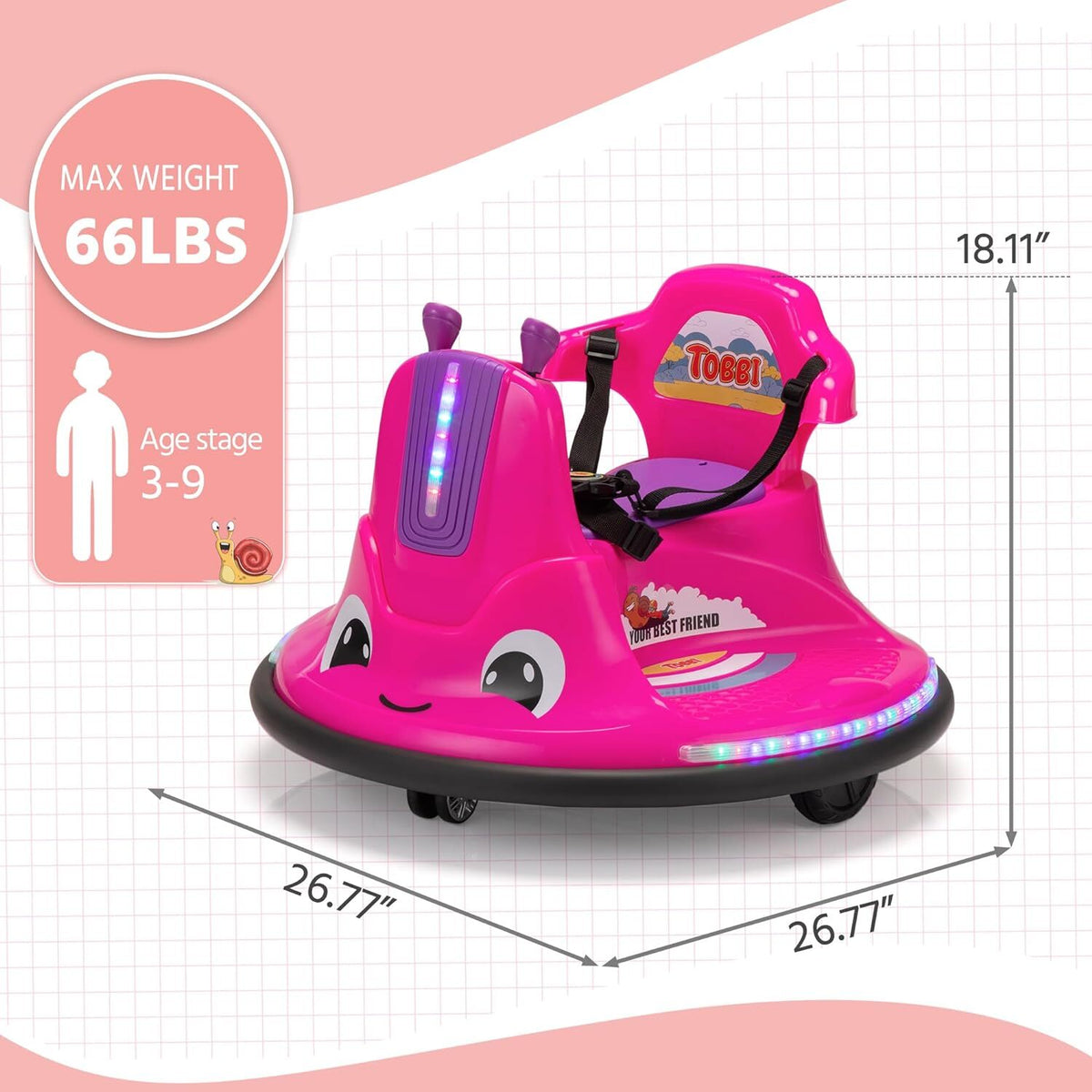 12V Electric Ride-On Bumper Car for Toddlers with 360-Degree Spin and Remote Control