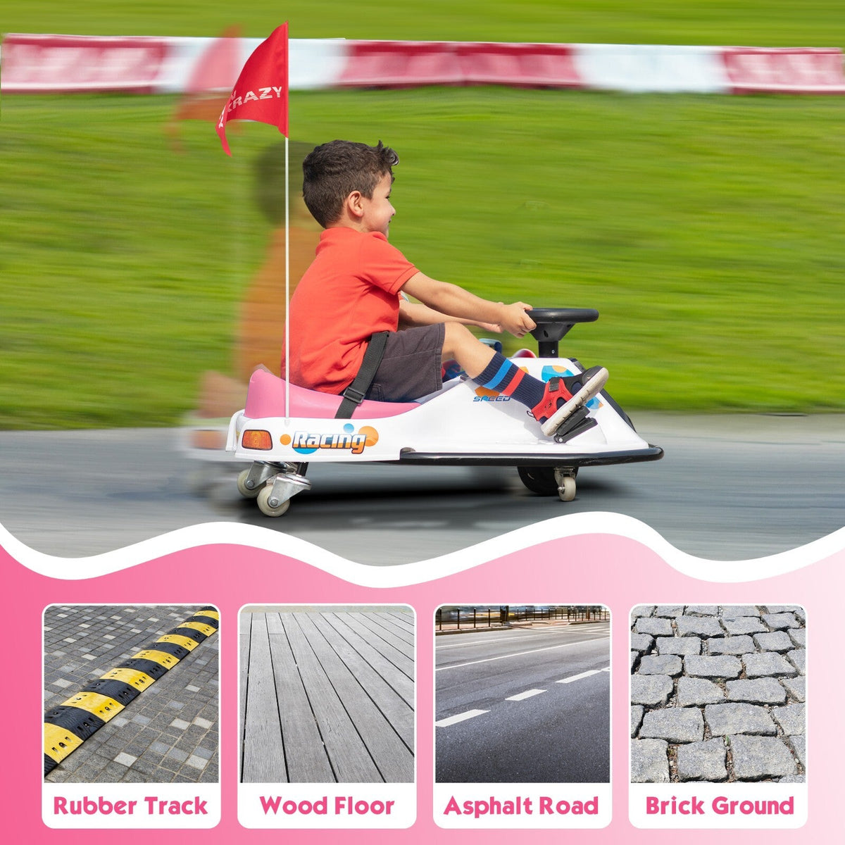 24V Electric Ride-On Drift Go-Kart Toy for Kids Ages 6-12