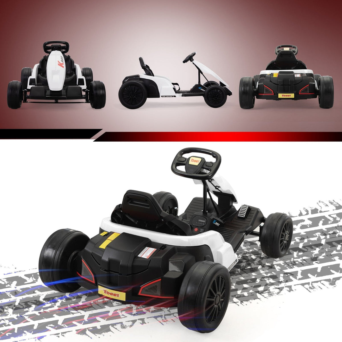 24V Electric Ride-On Go Kart for Kids Ages 4-16 with Drifting and Racing Features