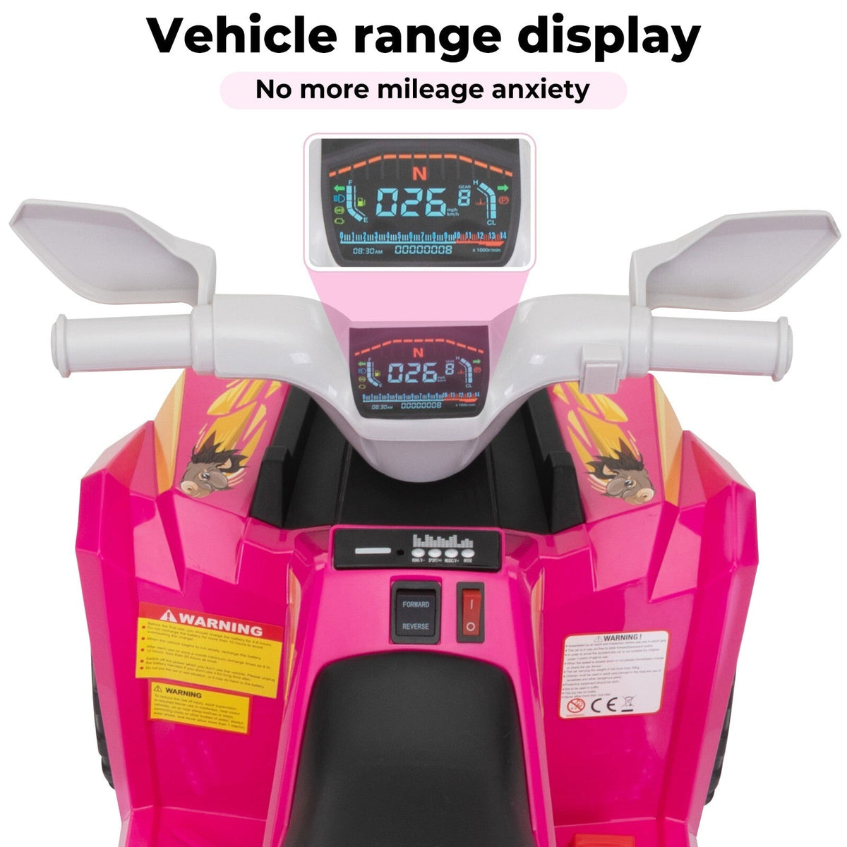 6V Kids Electric Ride-On ATV Tractor with 4 Wheels, Trailer, and Music