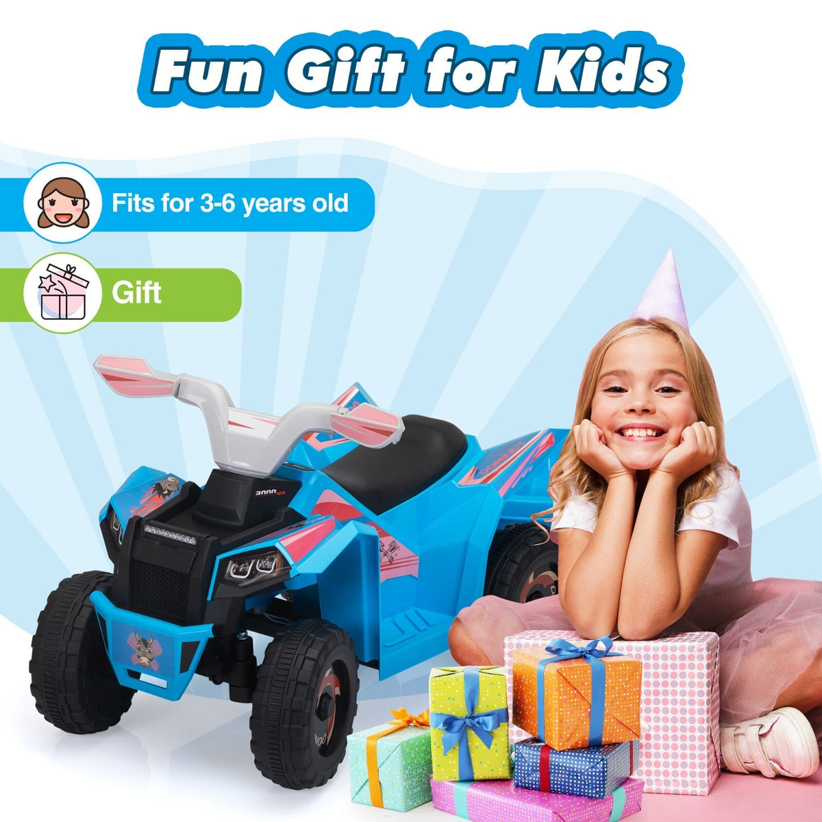 6V Electric Ride-On Quad Bike with Trailer for Toddlers Ages 3-6