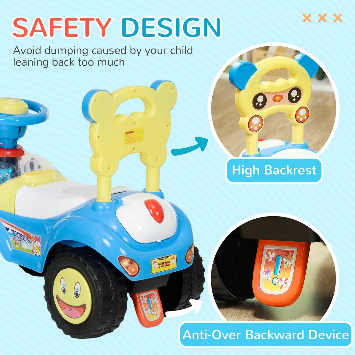 Toddler Push Ride-On Foot-to-Floor Sliding Car for Kids Blue