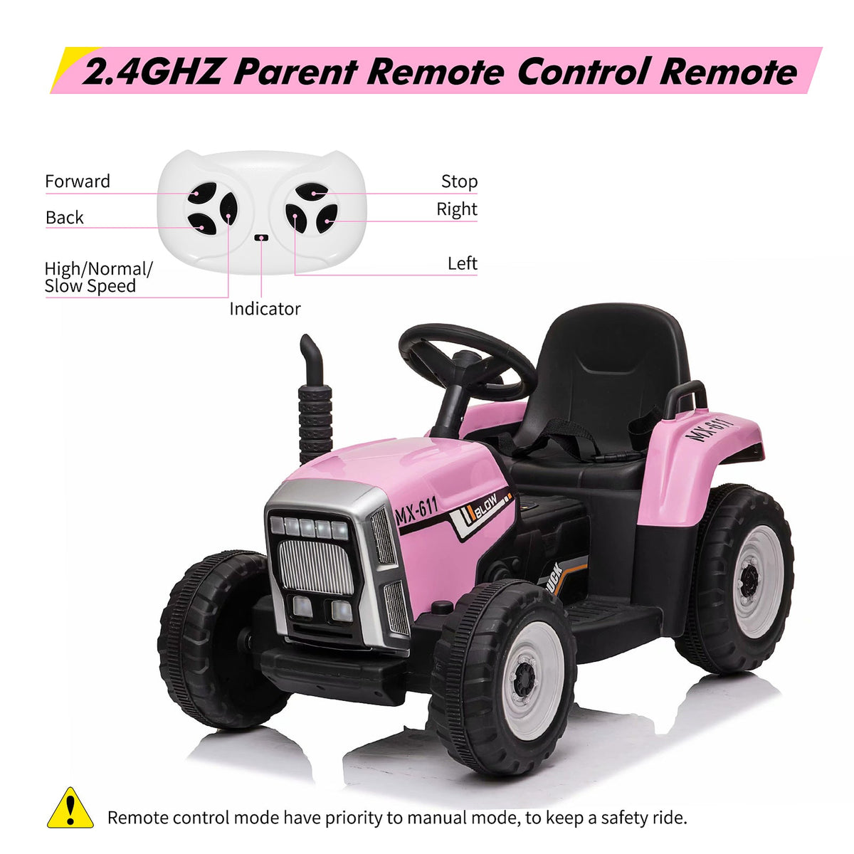 Electric Remote Control Ride-On Car for Toddlers Ages 3-6 Battery Powered