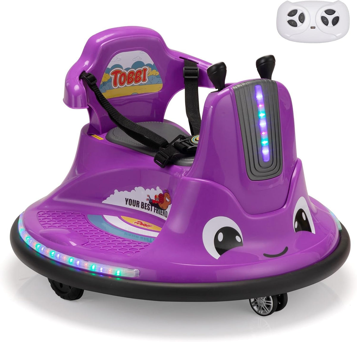 12V Electric Snail-Shaped Ride-On Bumper Car Toy for Toddlers with Remote Control