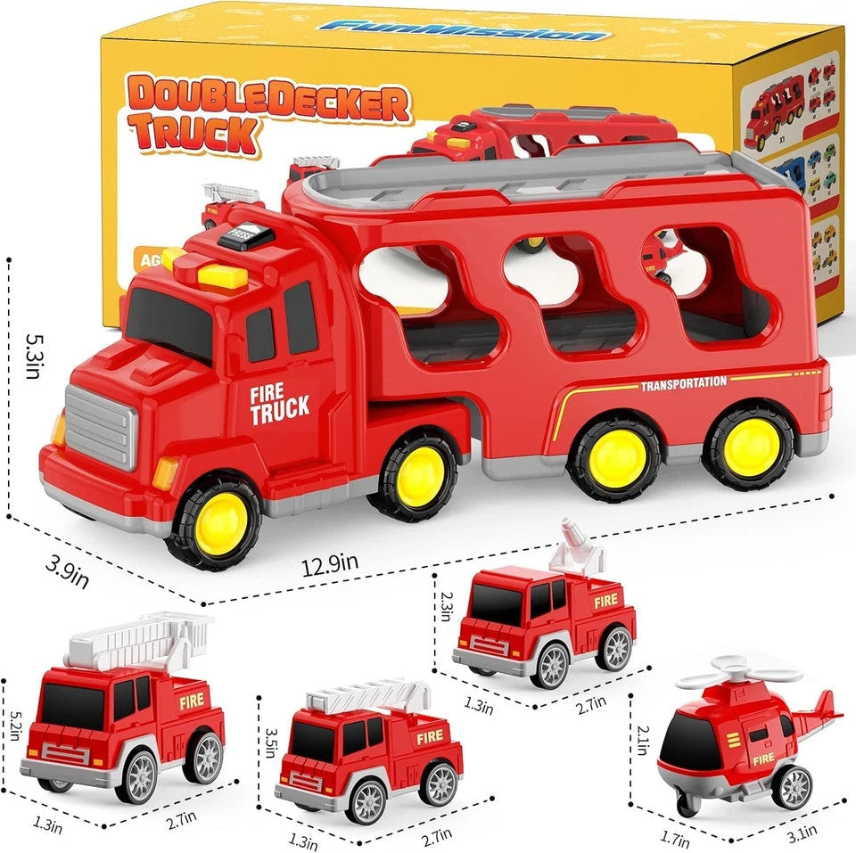 5-in-1 Friction Power Fire Truck Toy Vehicle for Kids Ages 3-9