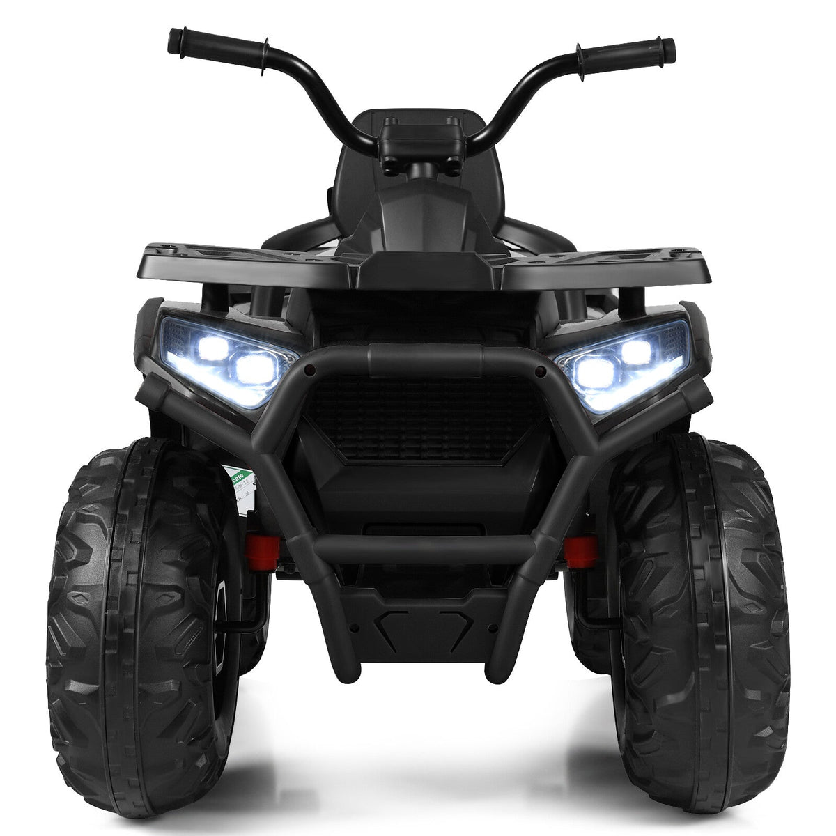 12V Kids Electric Ride-On Car Toy with LED Lights and Music – Black/Red