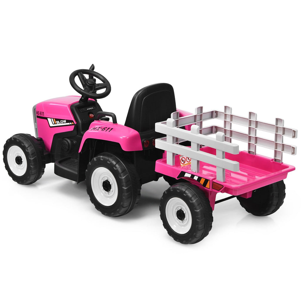 Kids Battery-Powered Ride-On Tractor with Trailer and Large Capacity