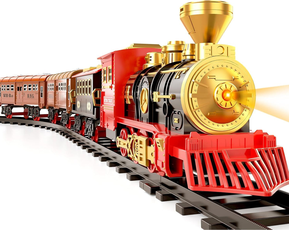 Toddler Train Set with Steam Engine, Cargo Car, and Extended Track for Ages 3-5