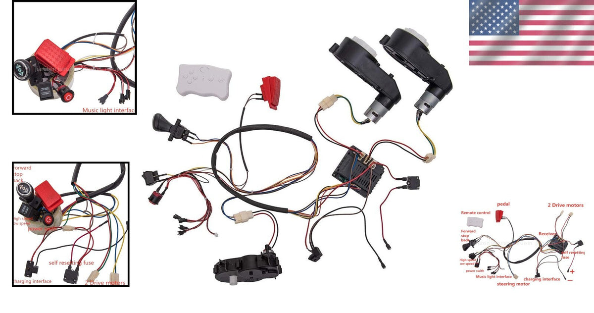 12V Ride-On Car Modification Kit with Wiring and Motors for Kids