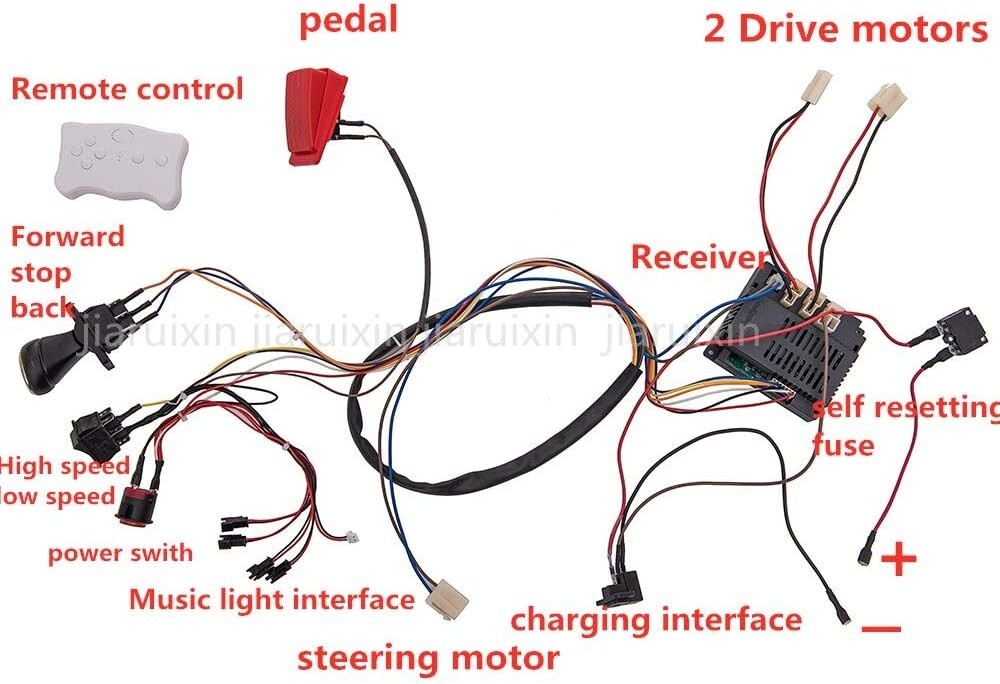 12V Ride-On Car Modification Kit with Wiring and Motors for Kids
