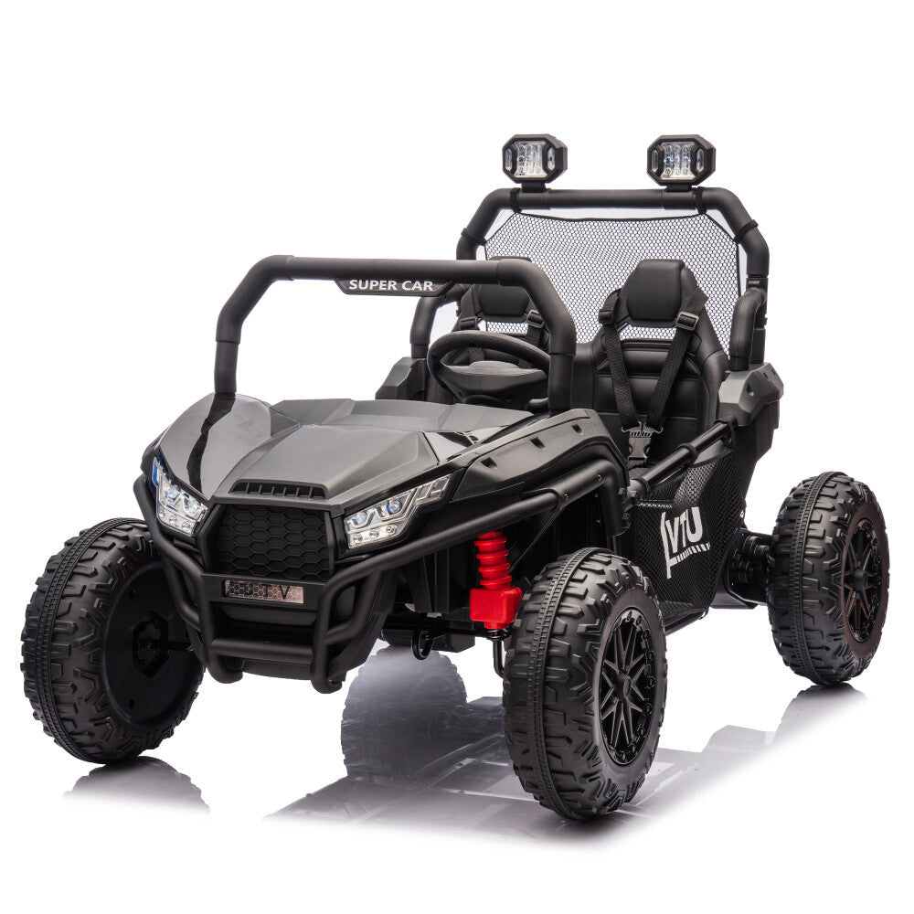 Two-Seater Kids Ride-On with Parental Remote Control, Rear Searchlight, and Bluetooth MP3 for Ages 3+
