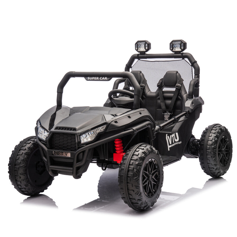 Two-Seater Kids Ride-On with Parental Remote Control, Rear Searchlight, and Bluetooth MP3 for Ages 3+