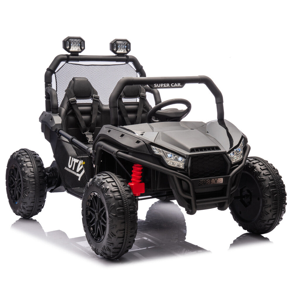 Two-Seater Kids Ride-On with Parental Remote Control, Rear Searchlight, and Bluetooth MP3 for Ages 3+