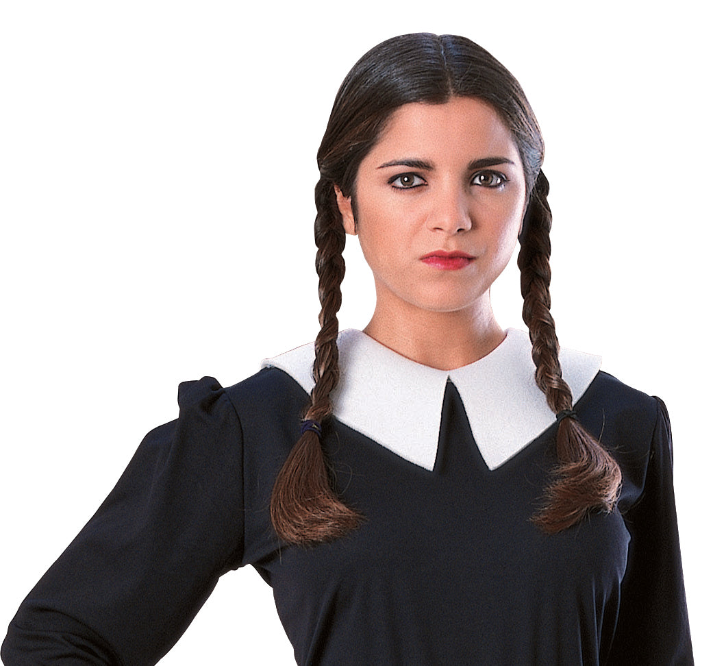 Wednesday Addams Black Pigtail Wig Costume Accessory