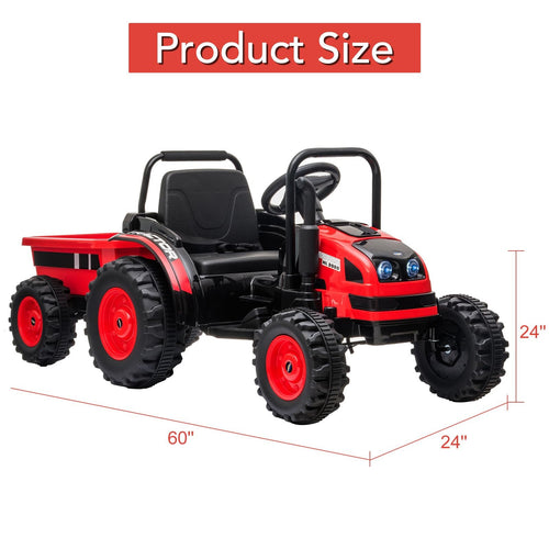 12V Electric Kids Ride-On Tractor with Trailer and Remote Control