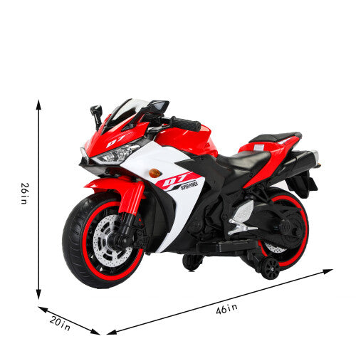 2024 Kids 12V Electric Ride-On Dirt Bike with Training Wheels for Children