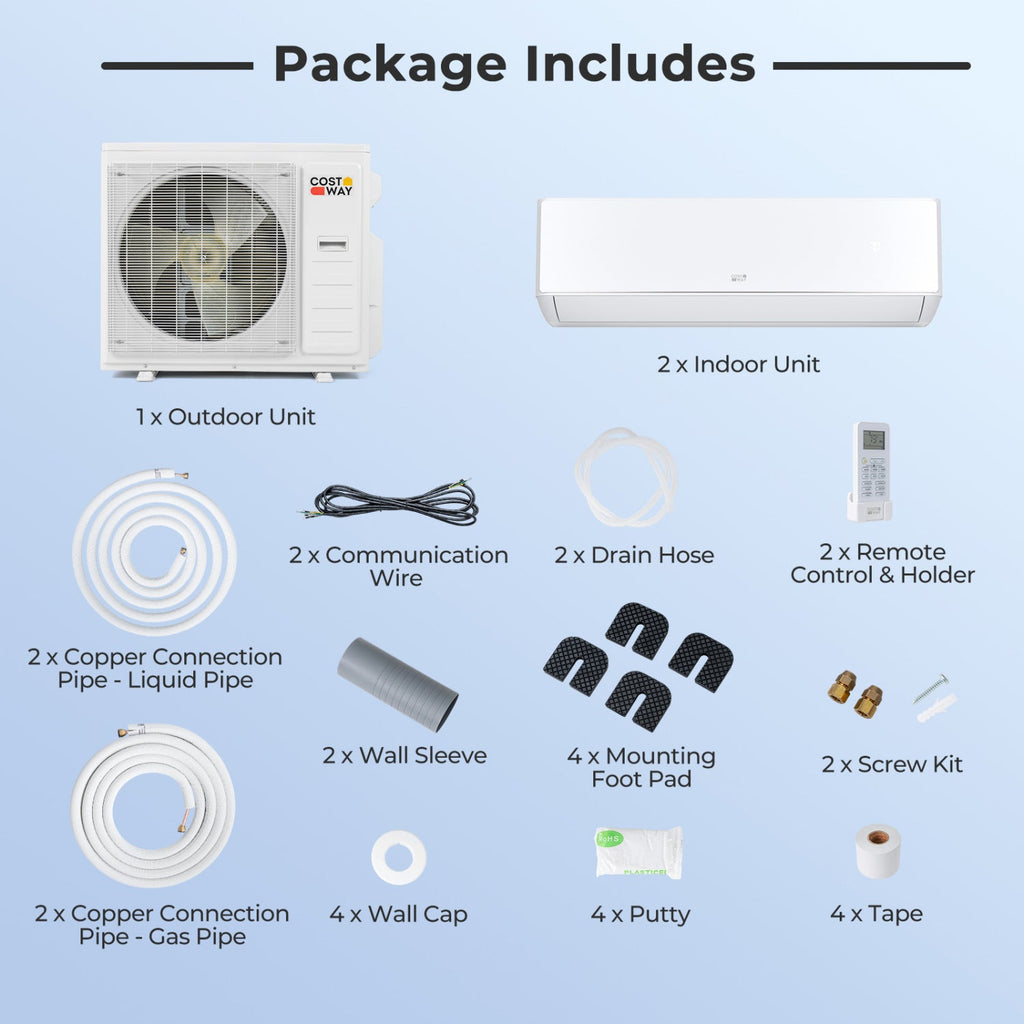 X-Pro 35000 BTU 2 Zone 22.5 SEER2 Mini Split AC with Heat Pump