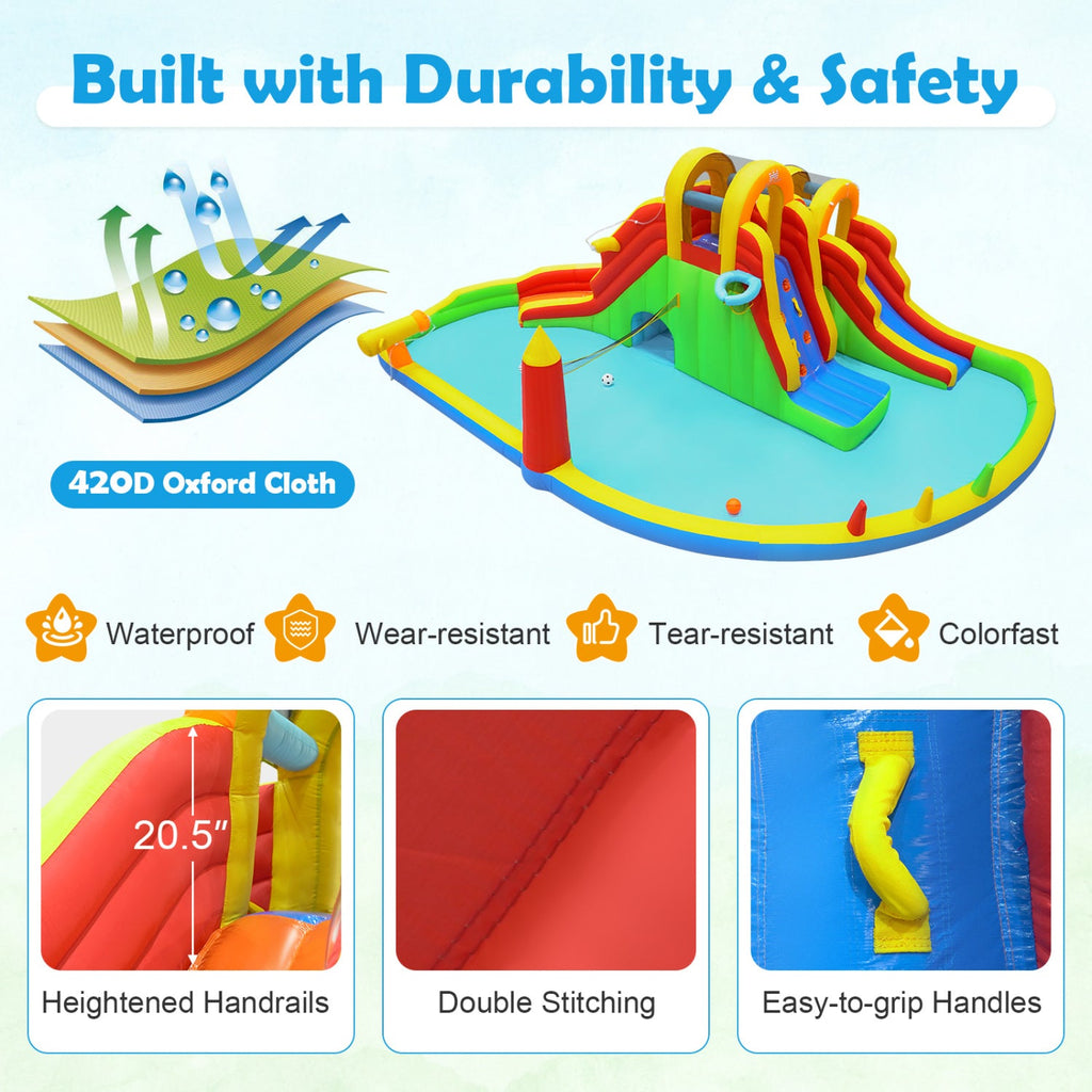 8-in-1 Giant Bounce House with 2 Long Slides for Yard Party with 780W Blower