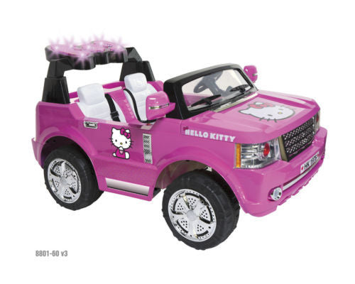12V Pink Hello Kitty Ride-On SUV with Auto Shut-Off and Circle Charger, Music Enabled