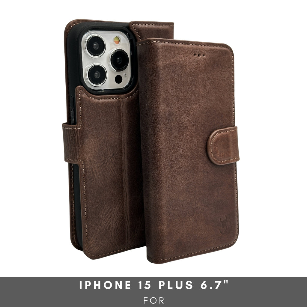 Vegas Premium Leather iPhone 15 Plus Wallet Case with MagSafe | Detachable RFID Blocking Luxury Wallet