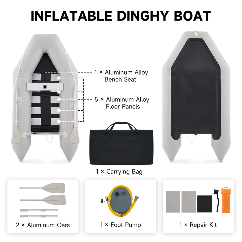 10FT 4-Person Heavy-Duty Inflatable Dinghy Transom Sport Tender Boat (SAK98153)