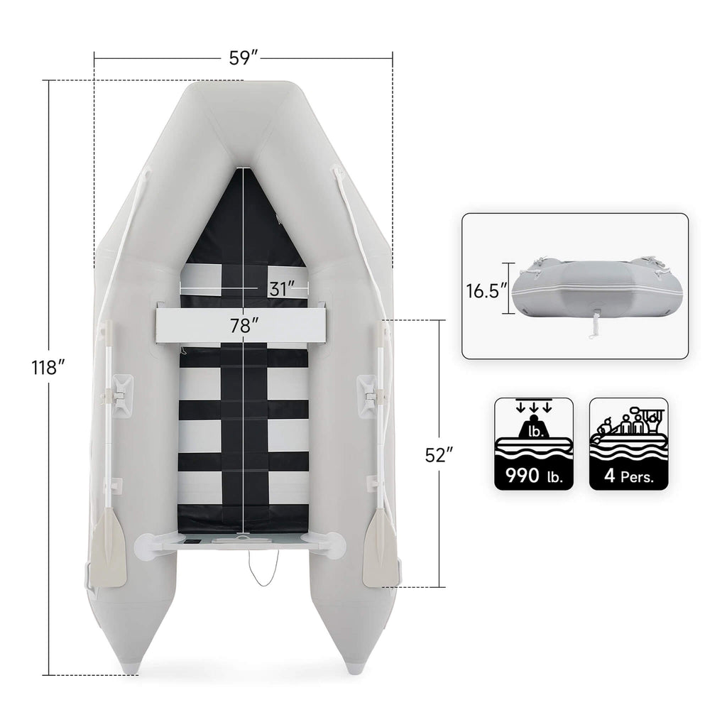10FT 4-Person Heavy-Duty Inflatable Dinghy Transom Sport Tender Boat (SAK98153)