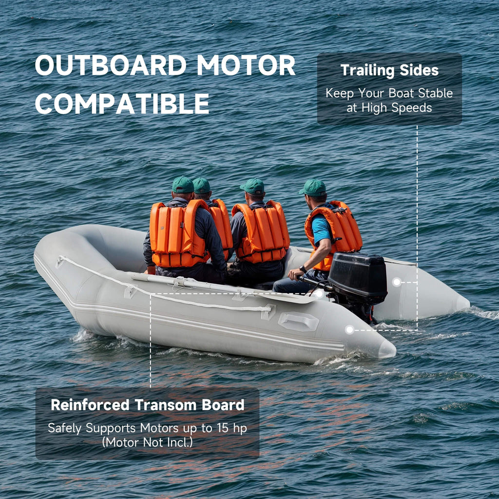 10FT 4-Person Heavy-Duty Inflatable Dinghy Transom Sport Tender Boat (SAK98153)