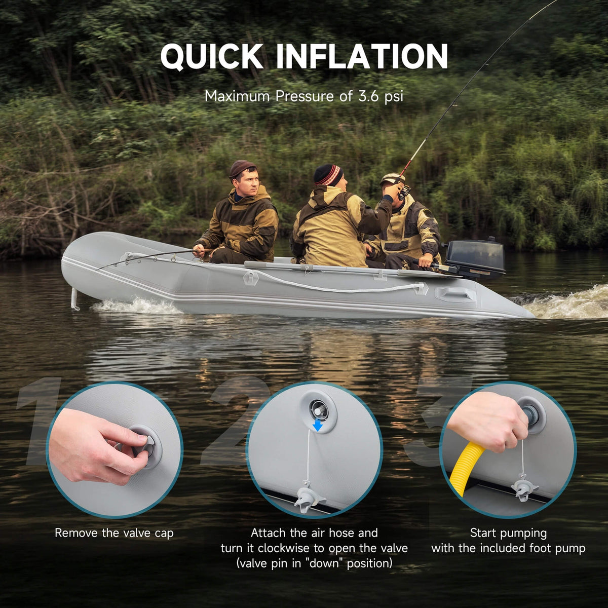 10FT 4-Person Heavy-Duty Inflatable Dinghy Transom Sport Tender Boat (SAK98153)