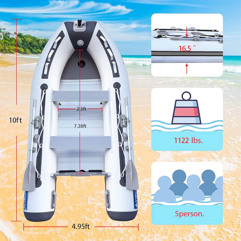10FT 5-Person Inflatable Dinghy Transom Sport Tender Boat (SAK26183)