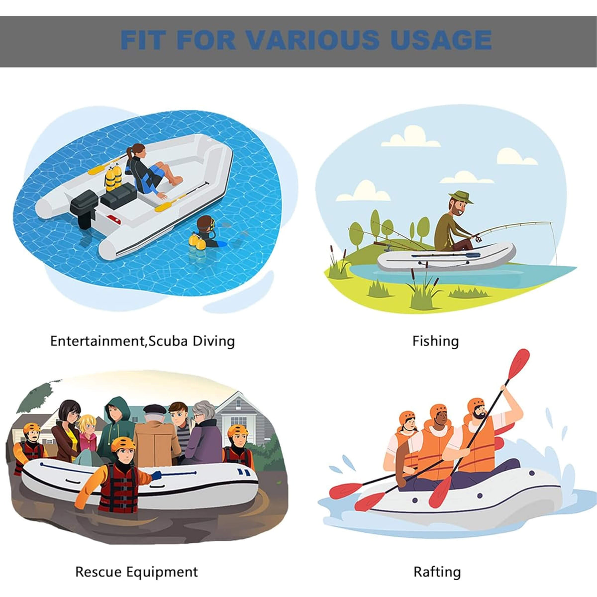 10FT 5-Person Inflatable Dinghy Transom Sport Tender Boat (SAK26183)