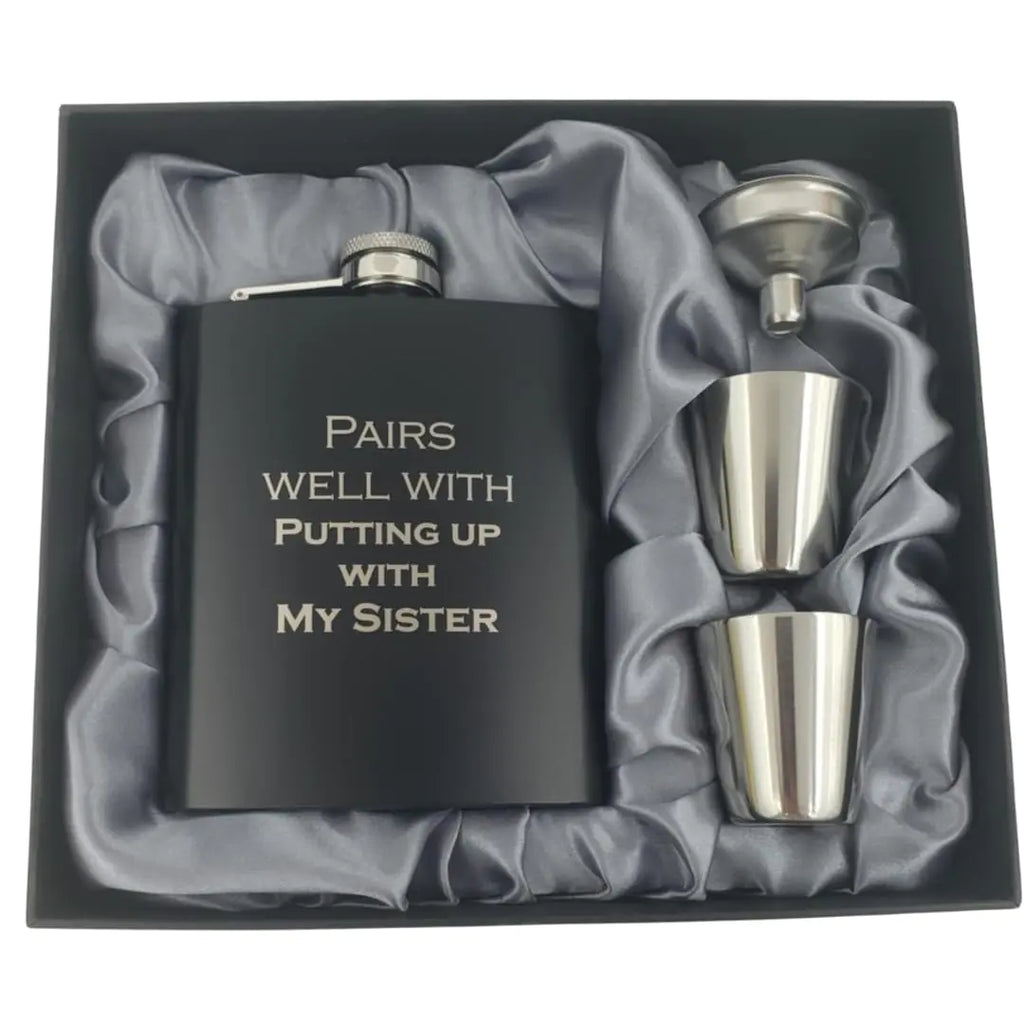 Pairs Well Putting Up with My Sister Flask