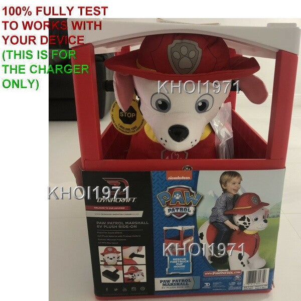 6V Deluxe Ride-On Charger and AC Adapter for Paw Patrol Marshall Toy