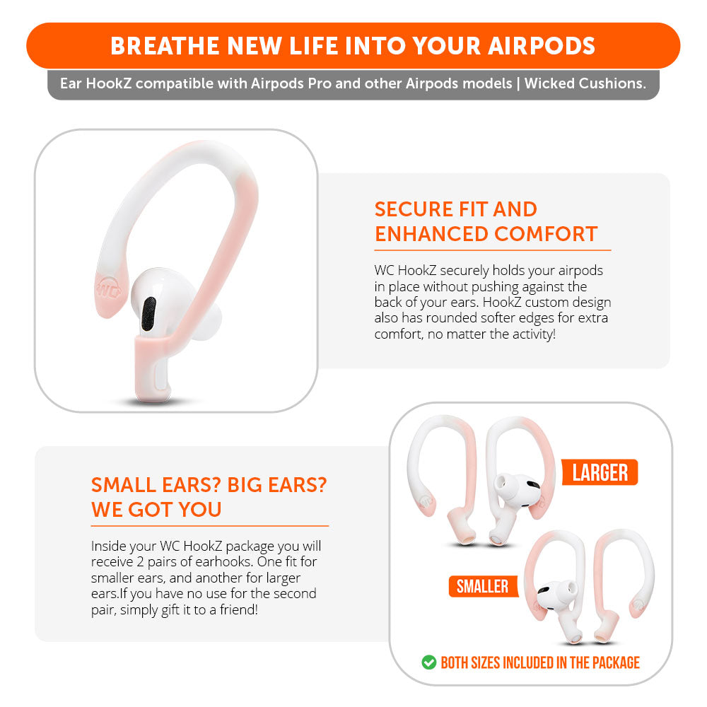 WC HookZ - Over Ear Hooks for Airpods Pro 1, 2 & Airpods 1, 2, 3