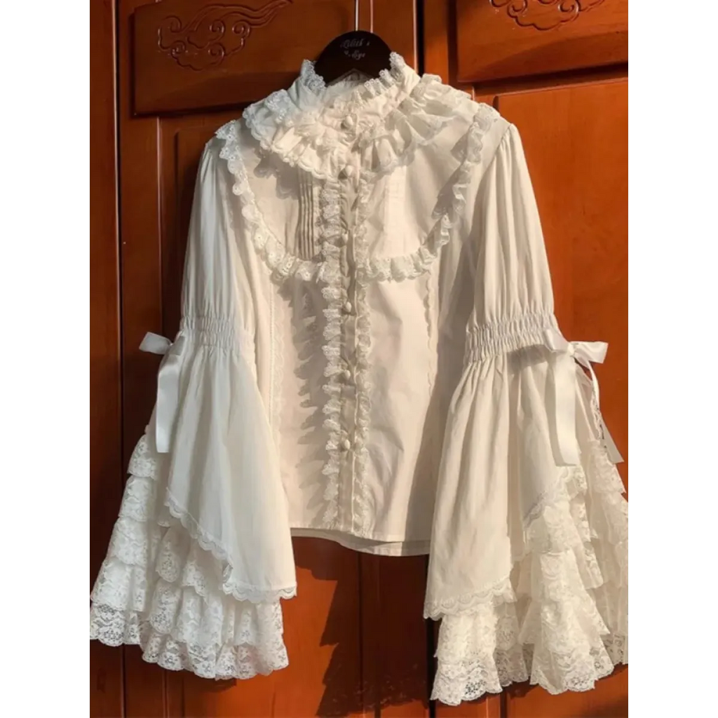 White Lolita Ruffle Lace Blouse