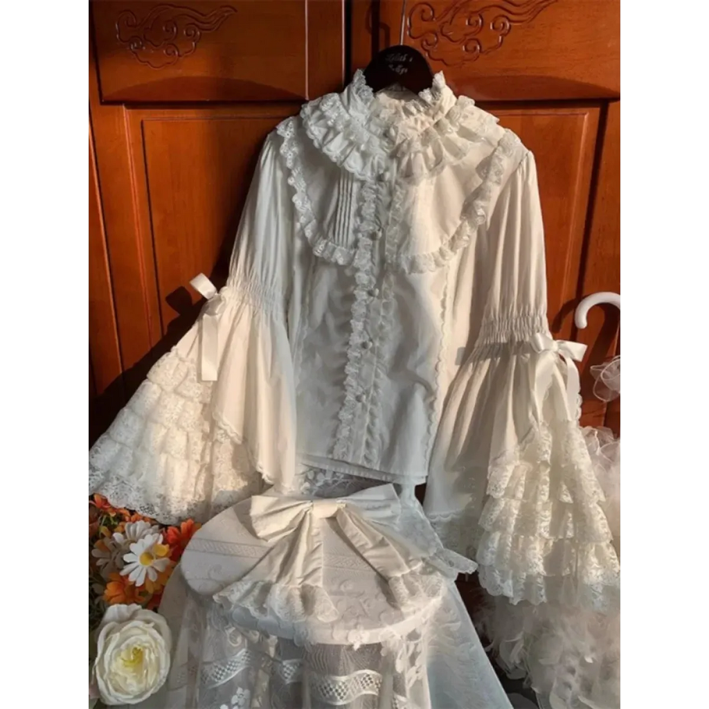 White Lolita Ruffle Lace Blouse